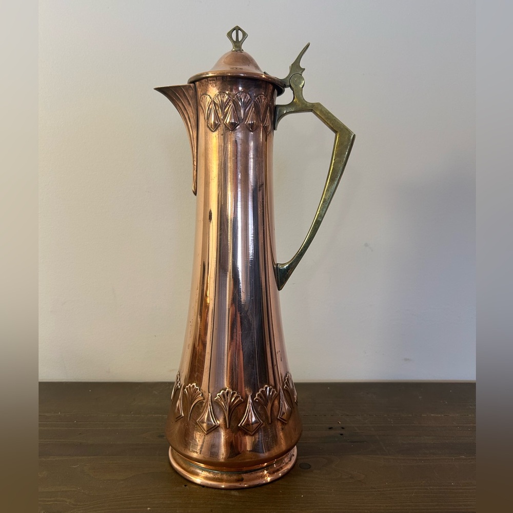 Rare Antique WMF Art Nouveau Pitcher – Model 117 – Copper & Brass – Circa 1900